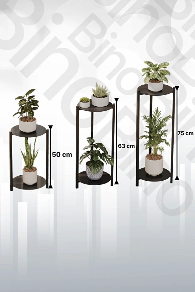 Paslanmaz Metal Saksılık Çiçeklik Modern Dekoratif 3’lü Set